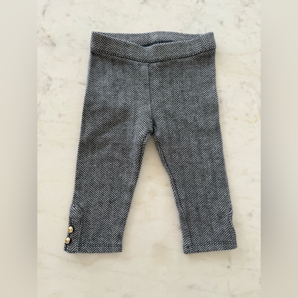 Janie and Jack Black and White Herringbone Leggings
